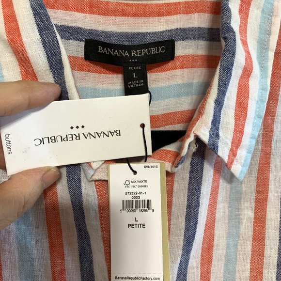 Banana Republic NWT Petite L Womens Dolman Sleeve Linen Blend Button Down Shirt - Picture 4 of 12